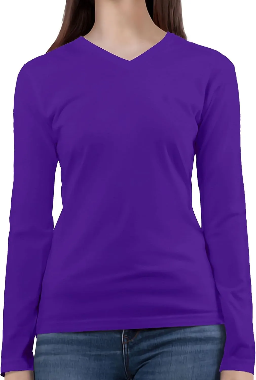 BaHoki Essentials Long Sleeve V-Neck Undershirts - Great Stretch and Layering Piece - 5 Pack