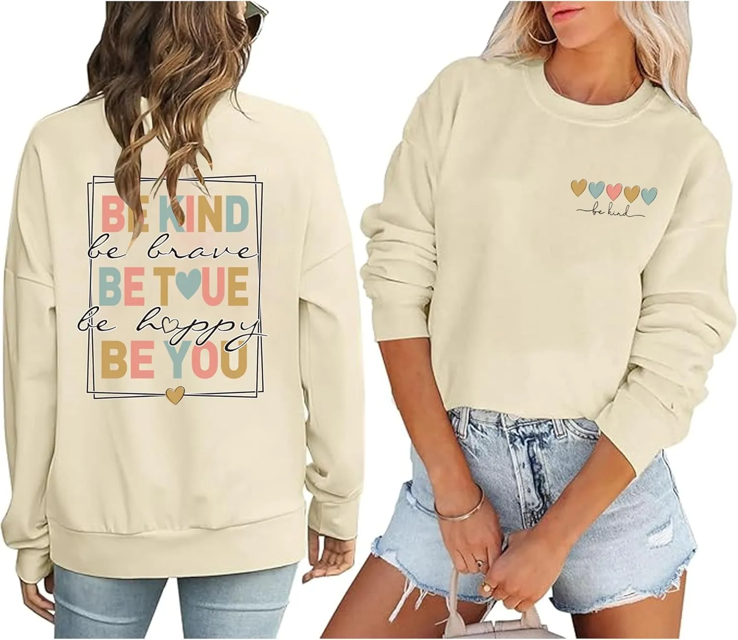 Be Kind Sweatshirt For Women Teacher Positive Message Fall Shirt Mental Health Graphic Tops