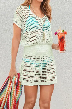 Beach Bikini Tunic White Crochet Skirt