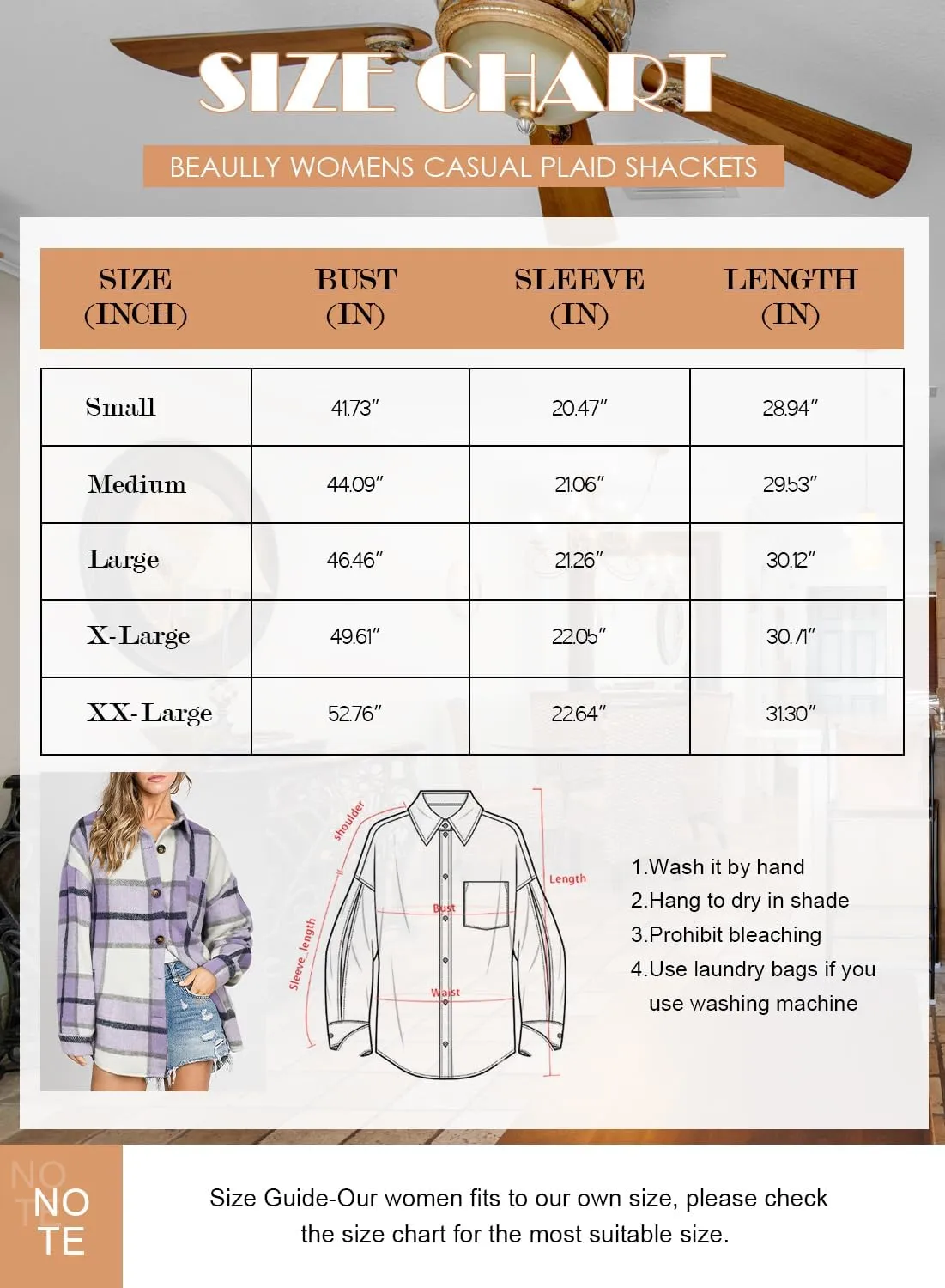 Beaully Women's 2024 Fall Clothes Plaid Shacket Jacket Long Sleeve Button Down Flannel Shirts Fashion Jacket