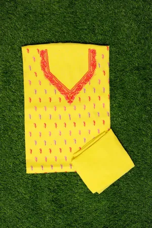 Beautiful Yellow Colour Cotton Suit With Beautiful Kashmiri Embroidery Definitely Add Elegance.