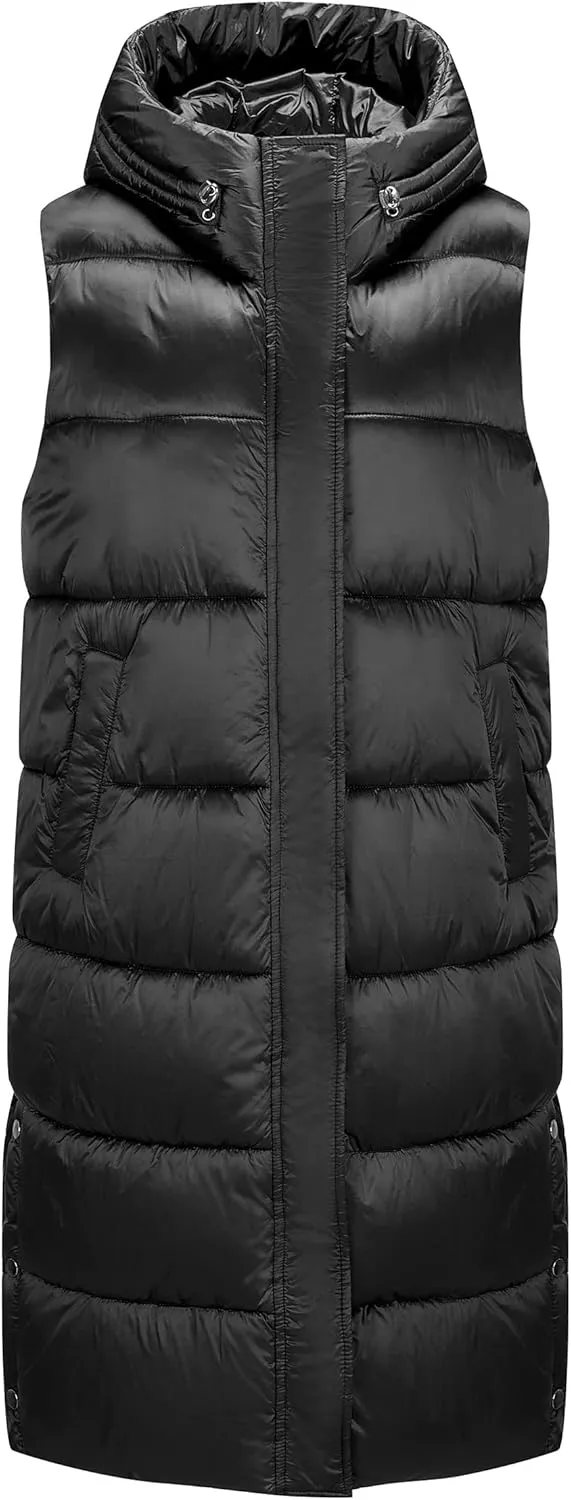 Bellivera Women Long Heavy Puffer Coat Diamond Quilted Thermal Thicken Winter Parka Windproof Jacket with Hood