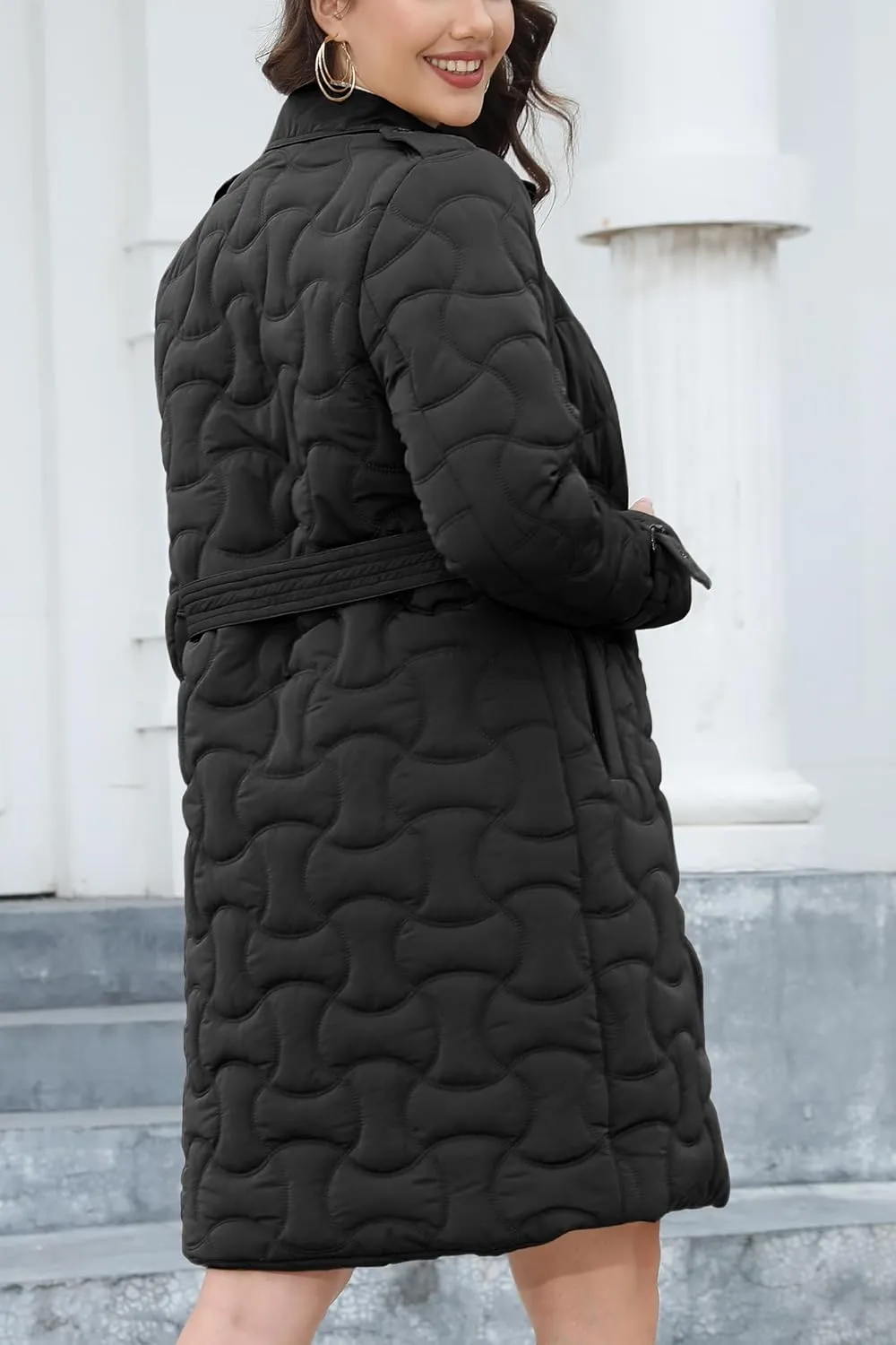 Bellivera Women Long Heavy Puffer Coat Diamond Quilted Thermal Thicken Winter Parka Windproof Jacket with Hood