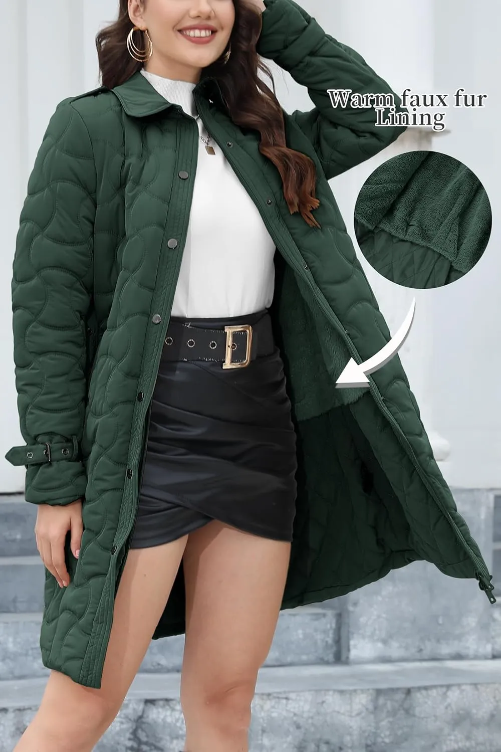 Bellivera Women Long Heavy Puffer Coat Diamond Quilted Thermal Thicken Winter Parka Windproof Jacket with Hood