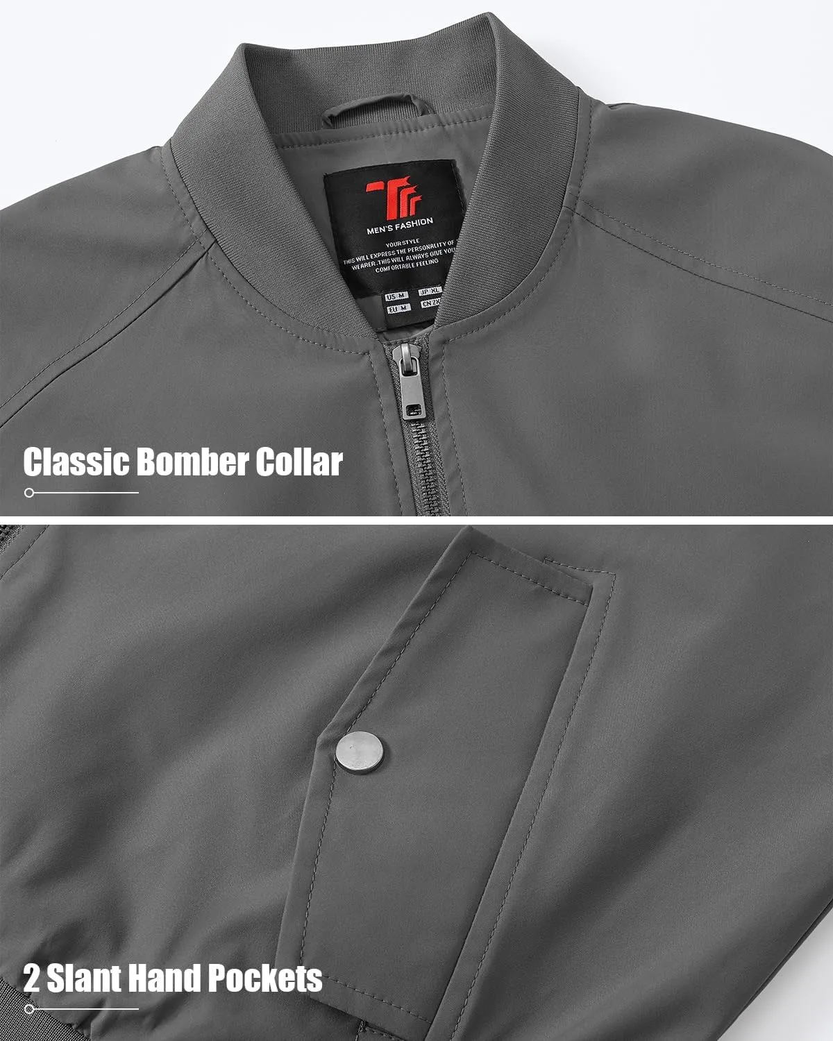 BGOWATU Men's Bomber Jacket Lightweight Windbreaker Jacket for Men Casual Fall Coat