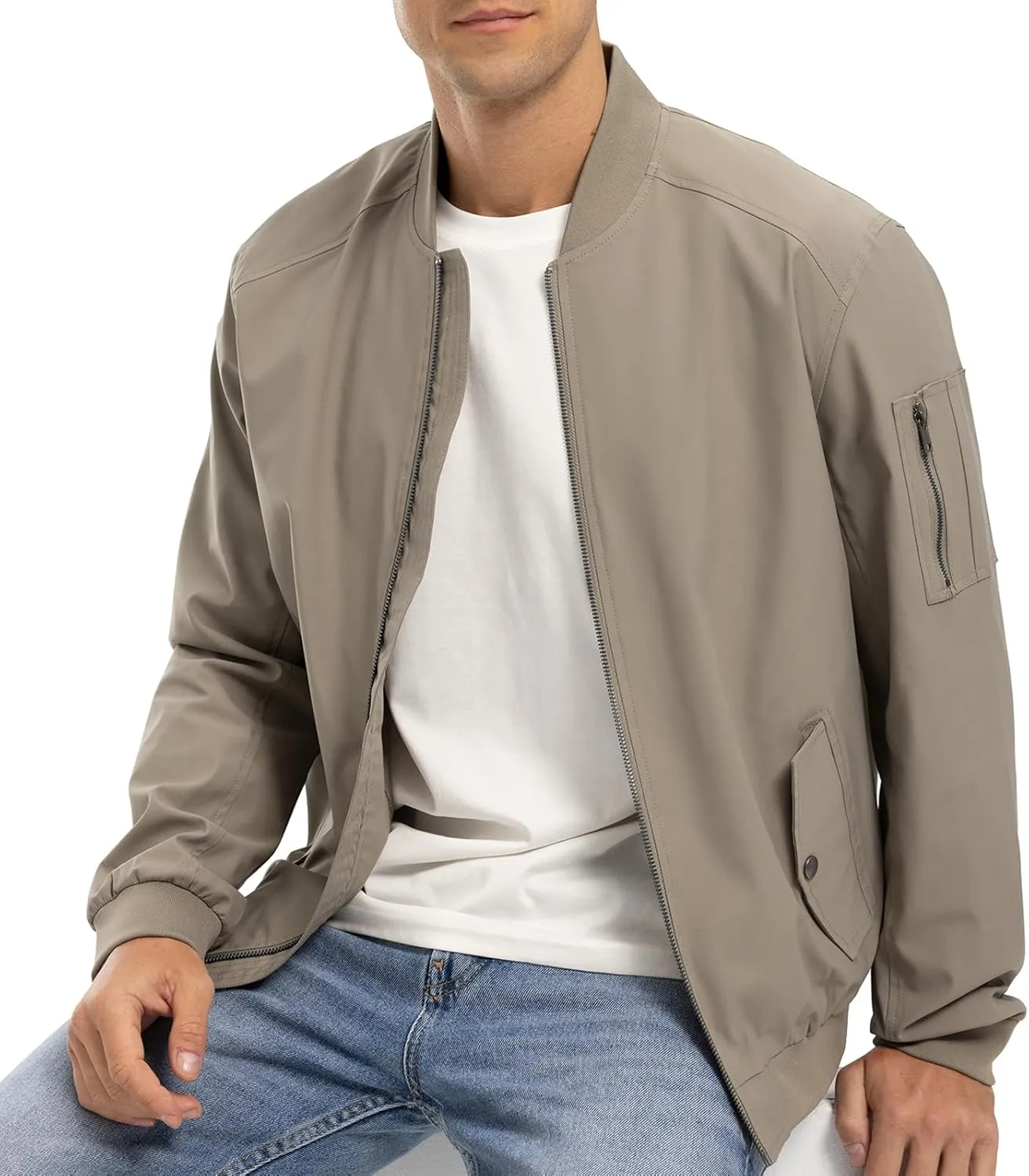 BGOWATU Men's Bomber Jacket Lightweight Windbreaker Jacket for Men Casual Fall Coat