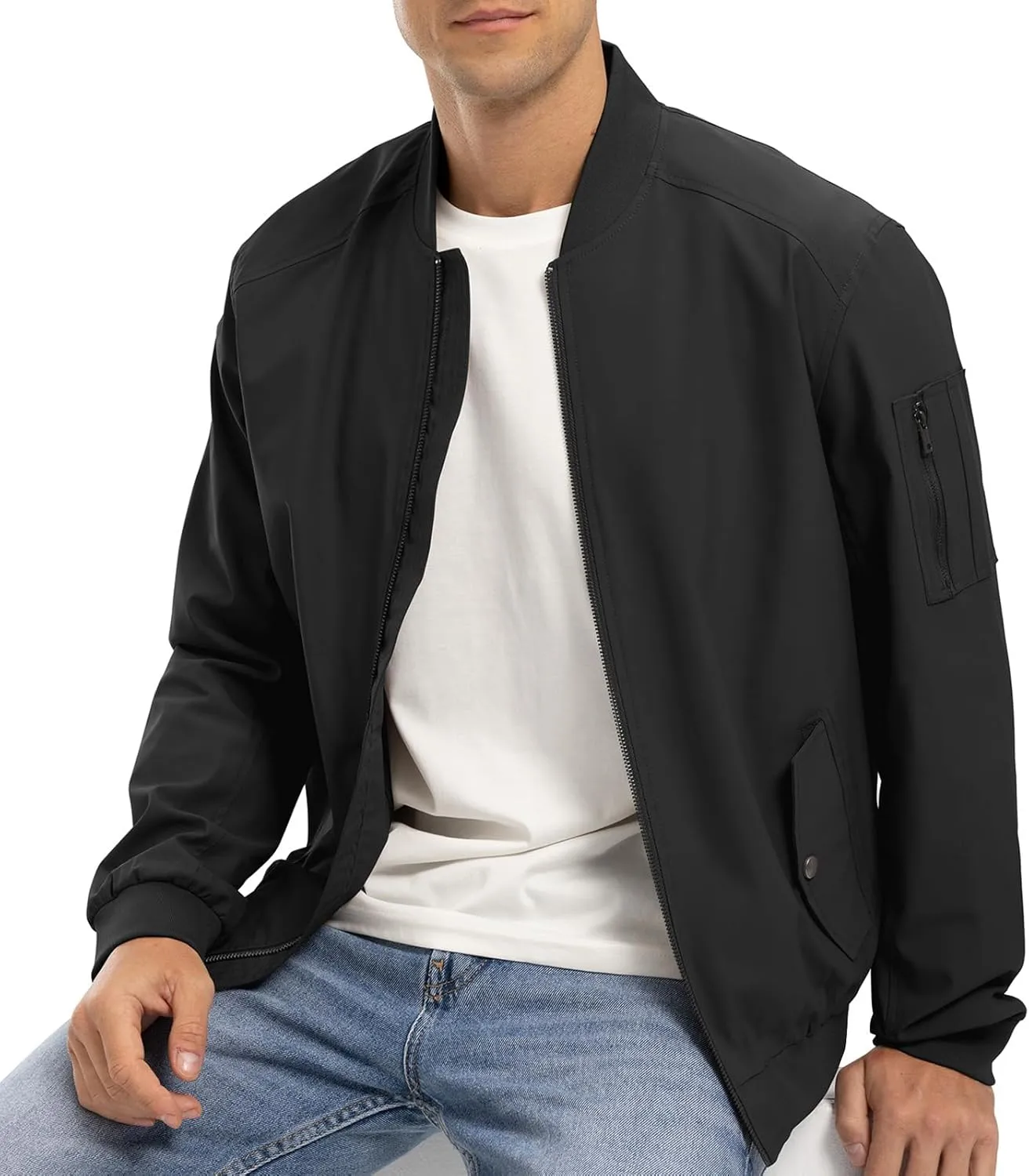BGOWATU Men's Bomber Jacket Lightweight Windbreaker Jacket for Men Casual Fall Coat