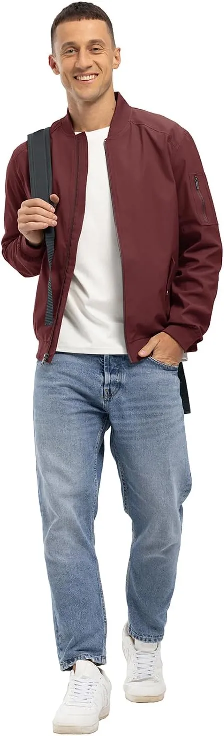 BGOWATU Men's Bomber Jacket Lightweight Windbreaker Jacket for Men Casual Fall Coat