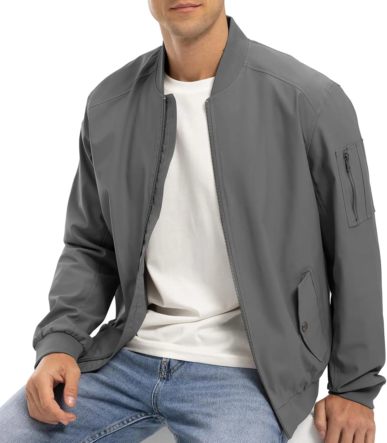 BGOWATU Men's Bomber Jacket Lightweight Windbreaker Jacket for Men Casual Fall Coat