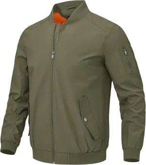BGOWATU Men's Bomber Jacket Lightweight Windbreaker Jacket for Men Casual Fall Coat