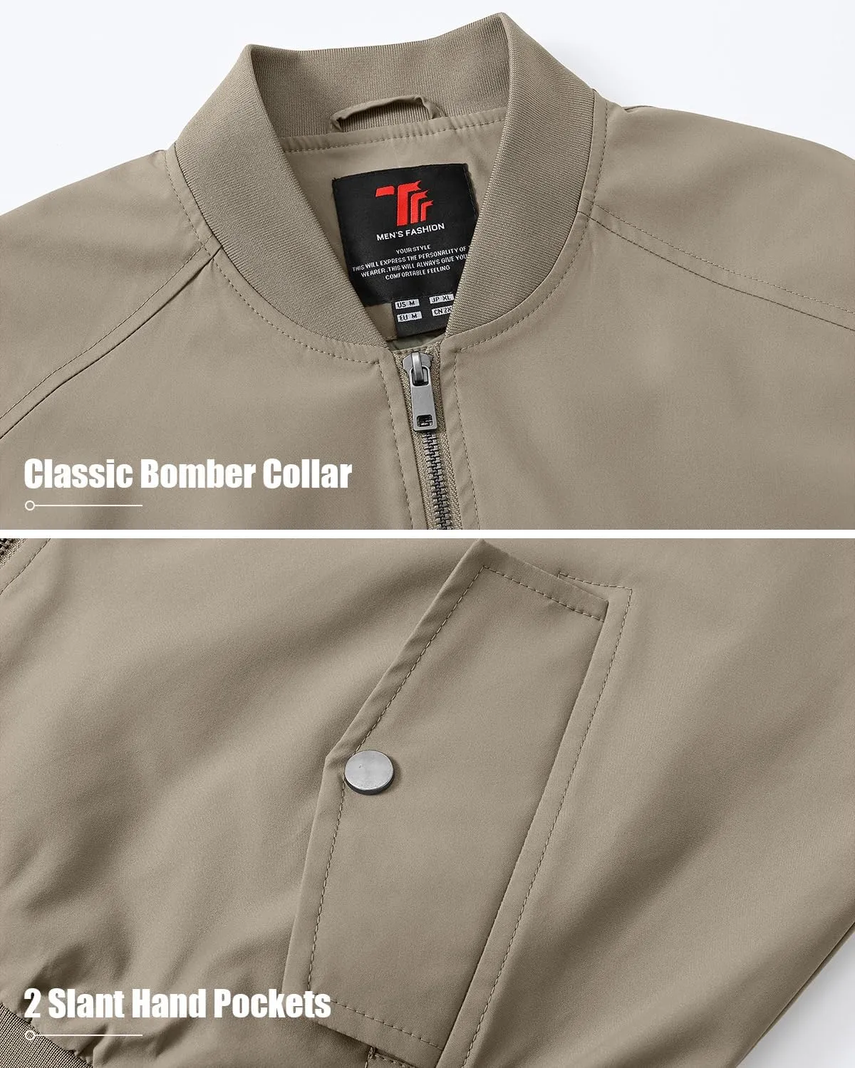 BGOWATU Men's Bomber Jacket Lightweight Windbreaker Jacket for Men Casual Fall Coat