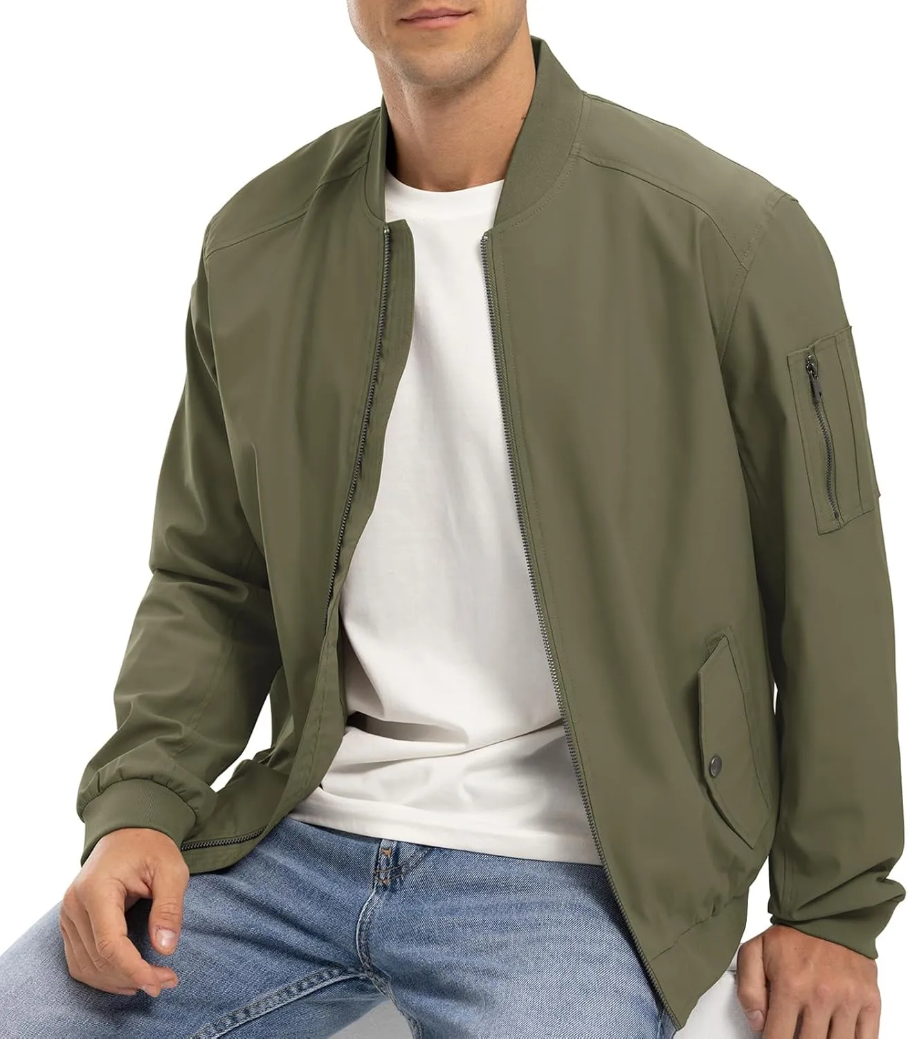 BGOWATU Men's Bomber Jacket Lightweight Windbreaker Jacket for Men Casual Fall Coat