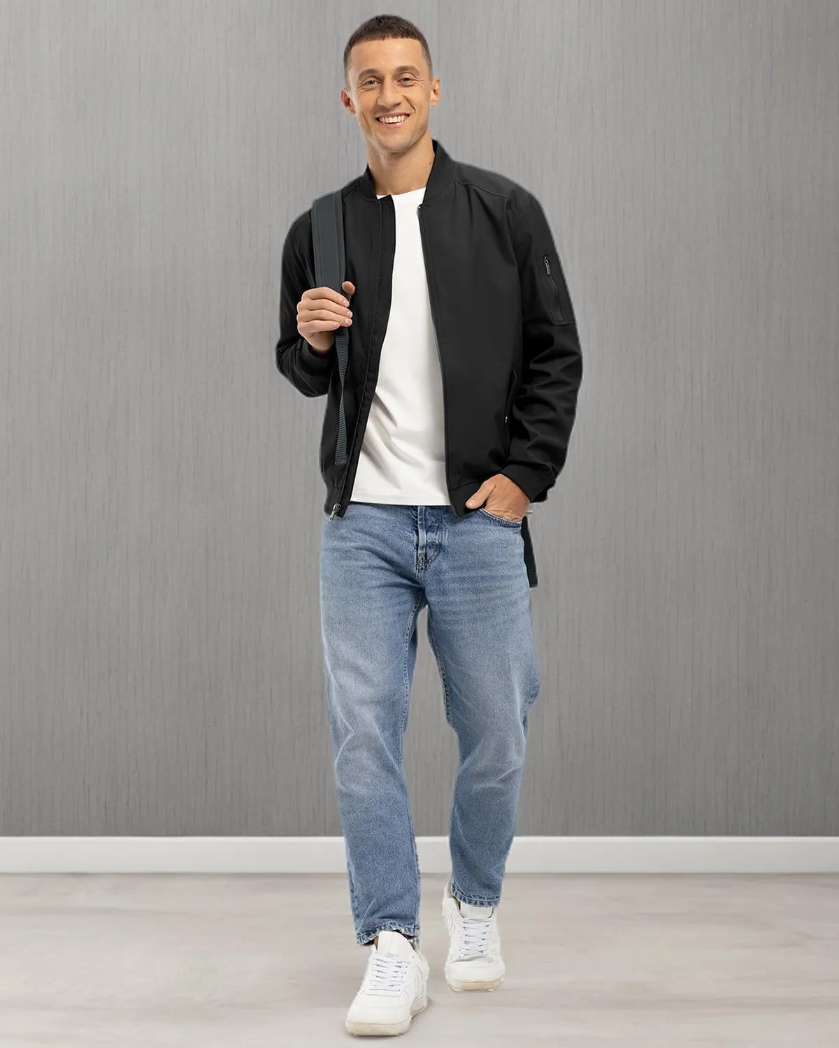 BGOWATU Men's Bomber Jacket Lightweight Windbreaker Jacket for Men Casual Fall Coat