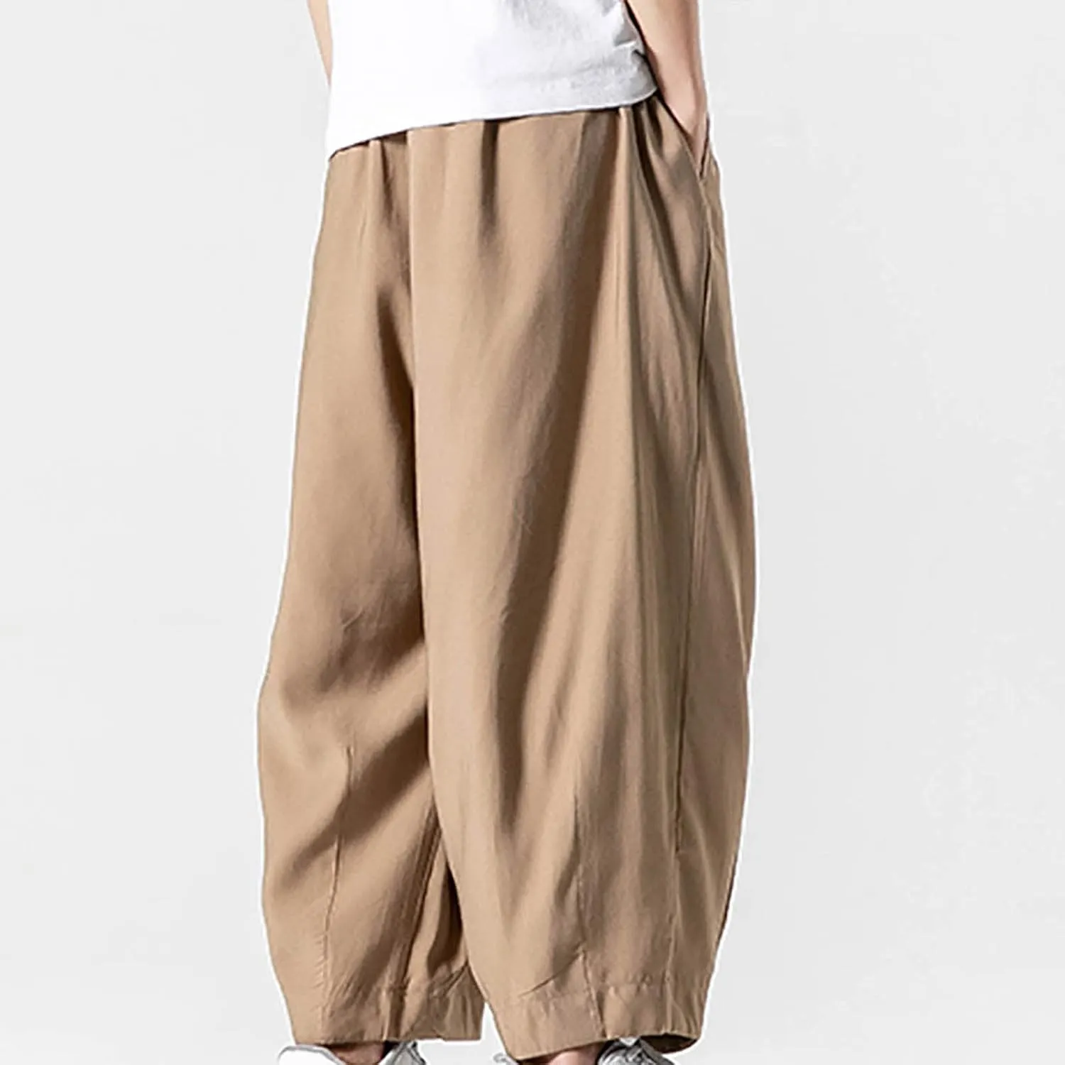 Big and Tall Casual Harem Pants for Men Wide Leg Loose Fit Drop Crotch Hippie Trousers Drawstrings Elastic Waist Sweatpants