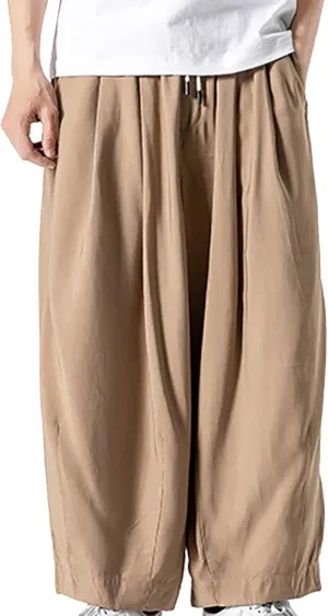 Big and Tall Casual Harem Pants for Men Wide Leg Loose Fit Drop Crotch Hippie Trousers Drawstrings Elastic Waist Sweatpants