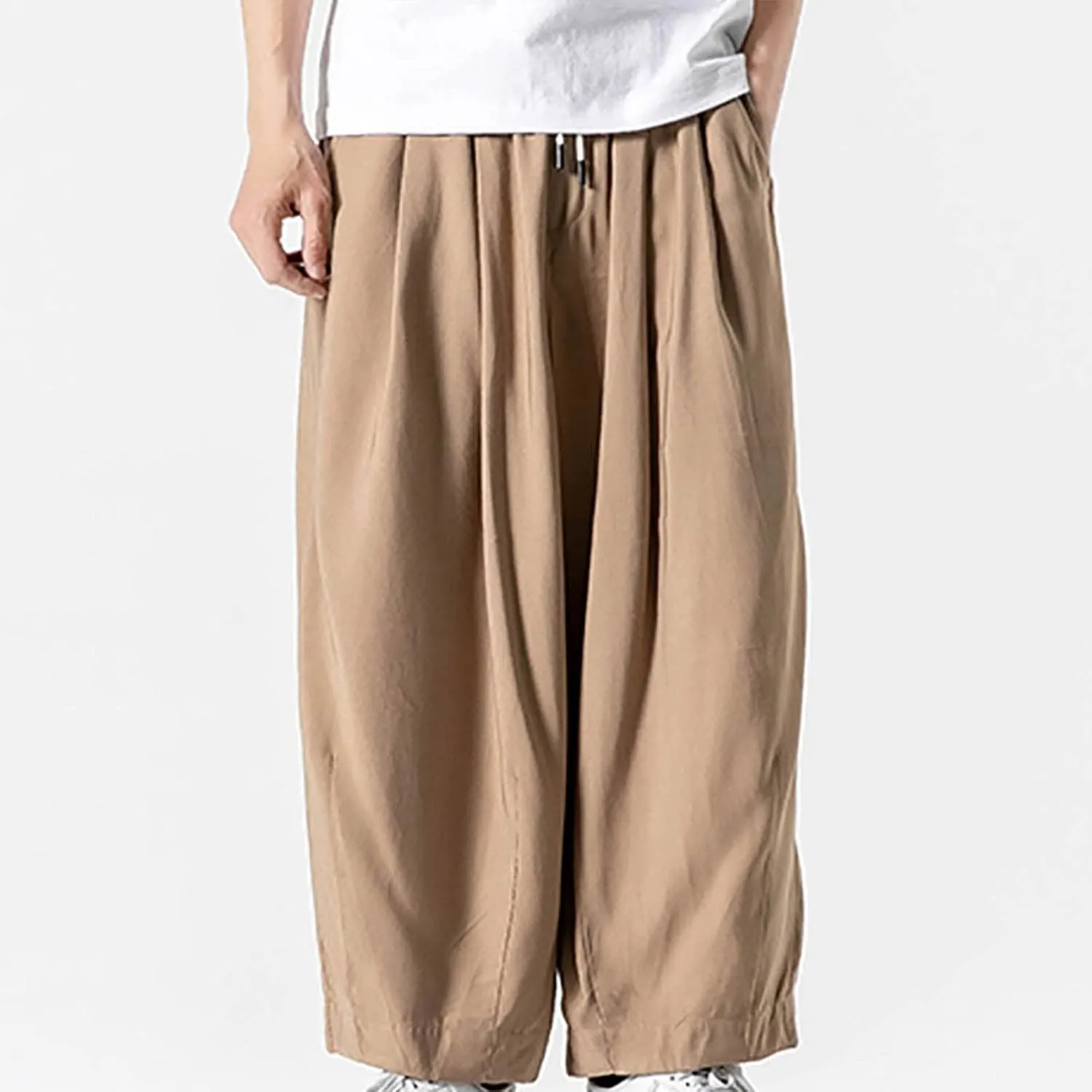 Big and Tall Casual Harem Pants for Men Wide Leg Loose Fit Drop Crotch Hippie Trousers Drawstrings Elastic Waist Sweatpants