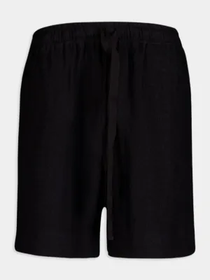 Black Linen Lounge Shorts