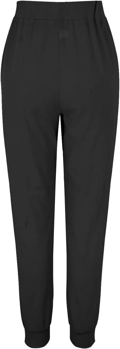 Black Linen Pants Women Tapered Summer Drawstring Elastic Waist High Waisted Lounge Sweatpants Casual Beach Trousers