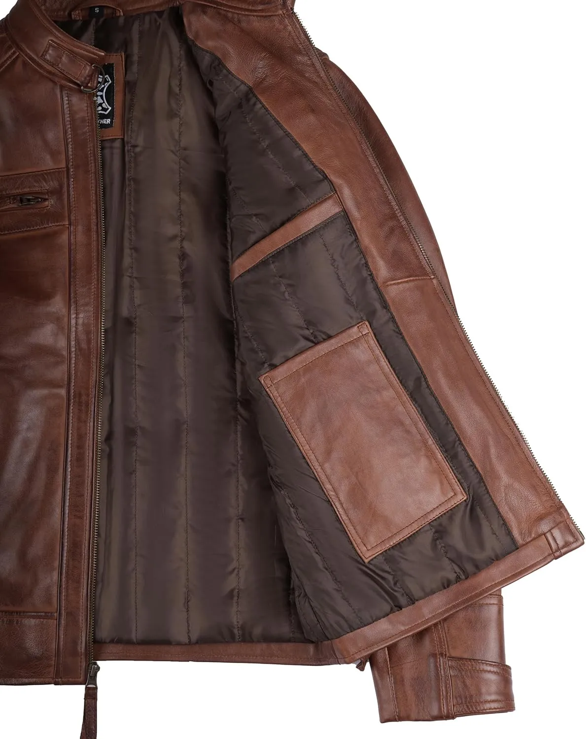 Blingsoul Leather Jacket Men - Quilted Cafe Racer Leather Jackets For Men