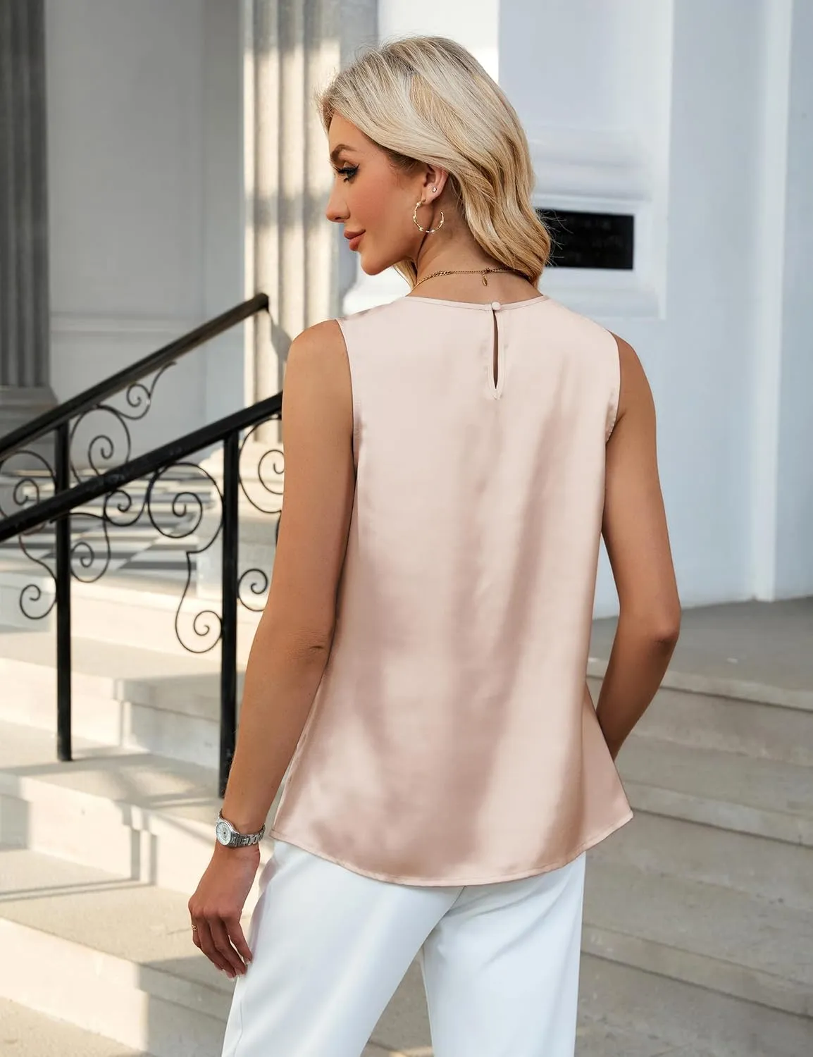 BMJL Women's Silk Satin Tank Top Summer Business Casual Outfit 2025 Sleeveless Work Dressy Shirt