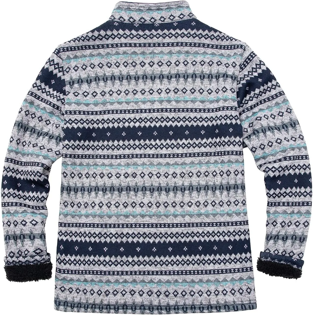 Bonnorth Men's Long Sleeve Sweater Fleece Jacket, Sherpa Lined Full Zip Windproof Outerwear with Zip Pocket