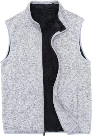 Bonnroth Mens Full Zip Sweater Fleece Vest, Sherpa Lined Stand Collar Vests with Pocket