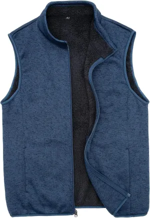 Bonnroth Mens Full Zip Sweater Fleece Vest, Sherpa Lined Stand Collar Vests with Pocket