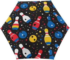 Bowling Ball Black Travel Umbrella Portable Compact Umbrellas Pocket Mini for Purse Folding Umbrellas for Men Women