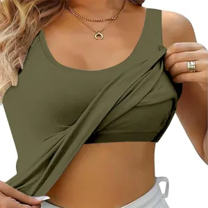 Built in Bra Tank Tops for Women Summer Sleeveless Ribbed Workout Basic Soft Camisoles Going Out Gym Spring Camis 2025