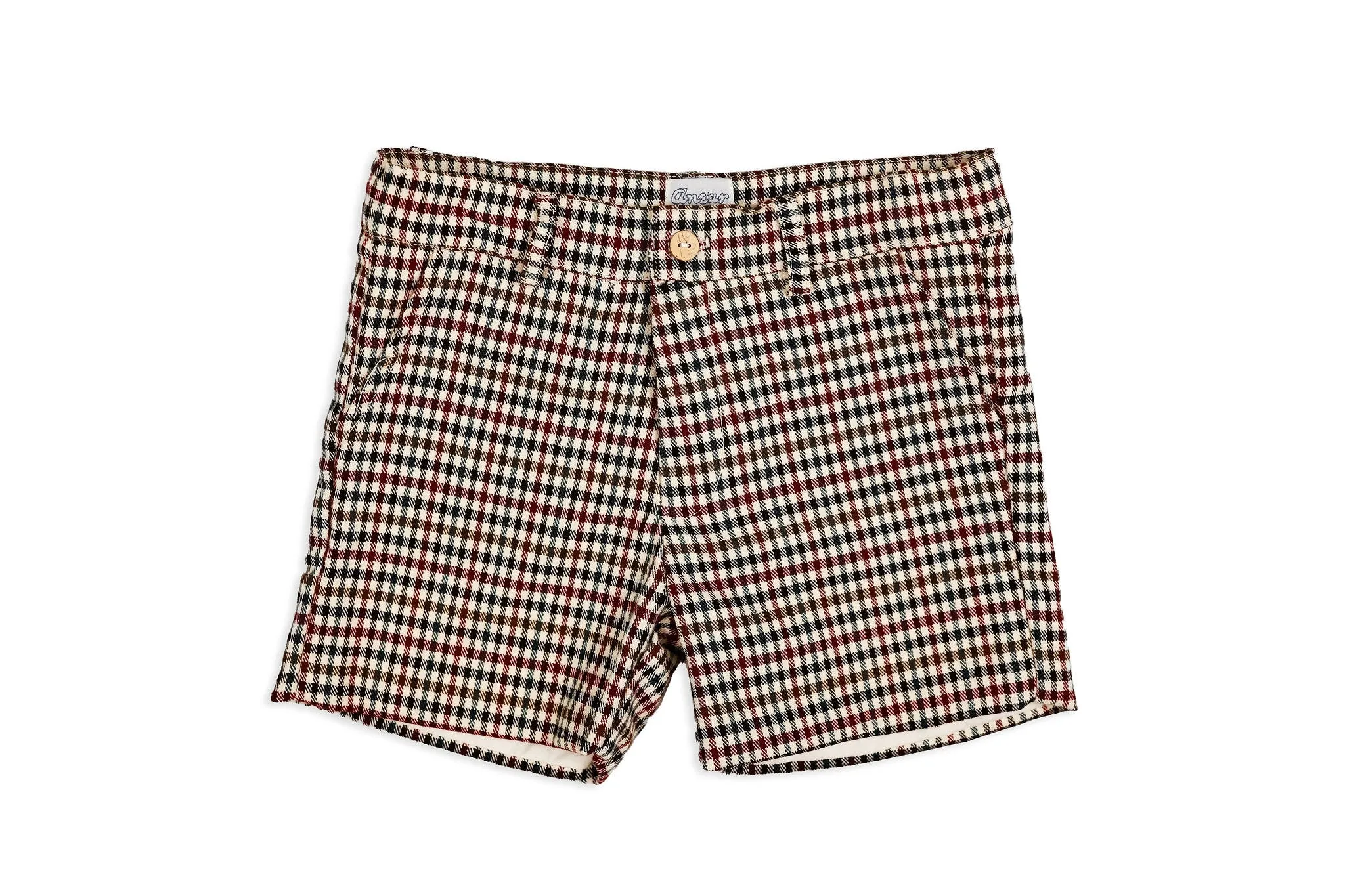 Burgundy & Green Check Shorts