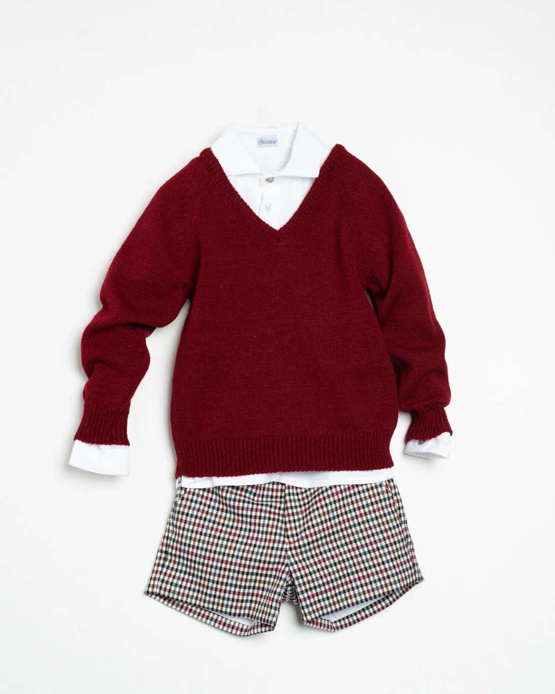 Burgundy & Green Check Shorts