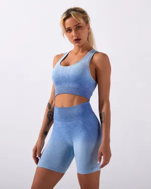 Calico Ombre Seamless Shorts - Blue