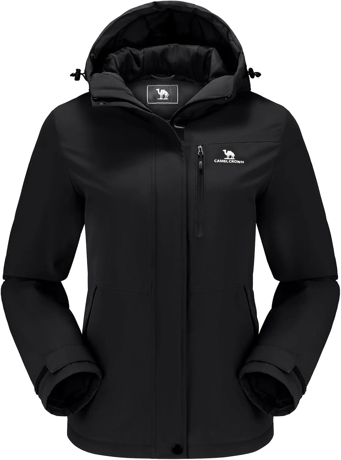 CAMEL CROWN Women's Waterproof Ski Jacket Windproof Hooded Winter Coat Warm Inner Jacket Outdoor Hiking