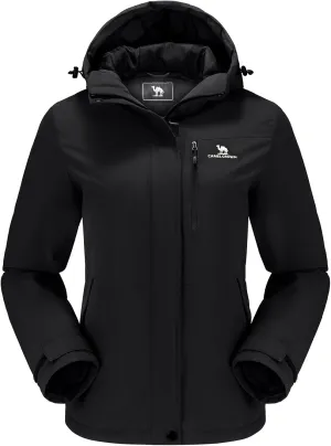 CAMEL CROWN Women's Waterproof Ski Jacket Windproof Hooded Winter Coat Warm Inner Jacket Outdoor Hiking