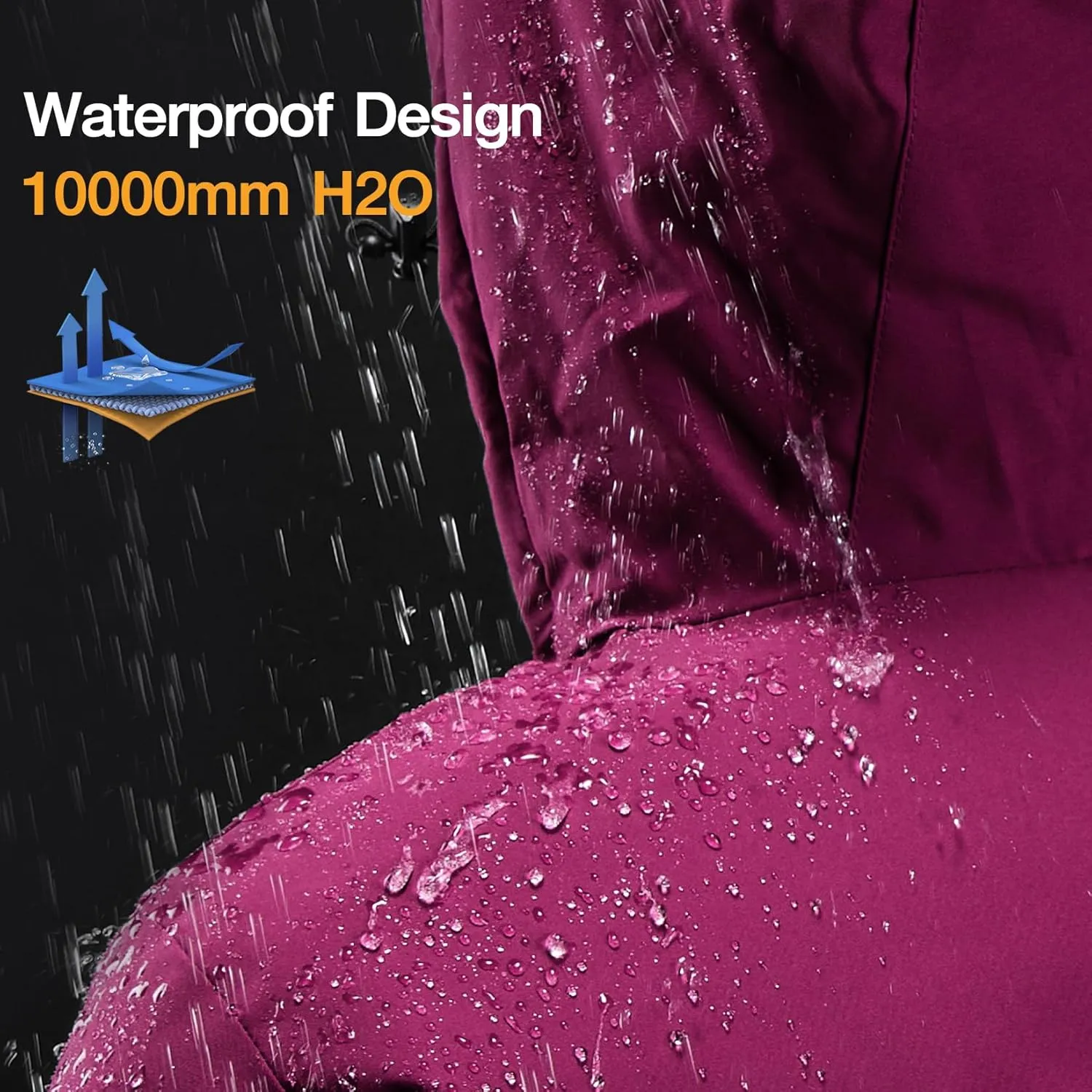 CAMEL CROWN Women's Waterproof Ski Jacket Windproof Hooded Winter Coat Warm Inner Jacket Outdoor Hiking