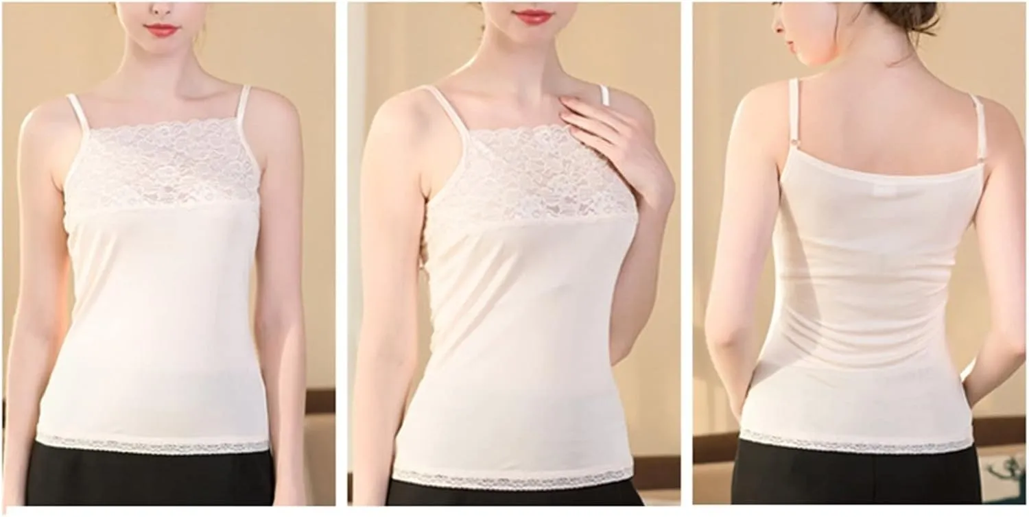 Camisole Tops for Women, Cute Summer Tops for Women Boat Neck Light Pink Mulberry Silk Womens Summer Fashion Camisole(Large)