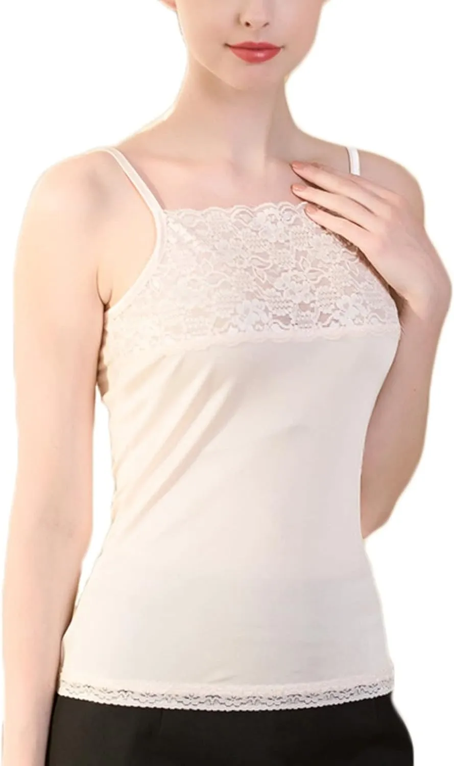 Camisole Tops for Women, Cute Summer Tops for Women Boat Neck Light Pink Mulberry Silk Womens Summer Fashion Camisole(Large)