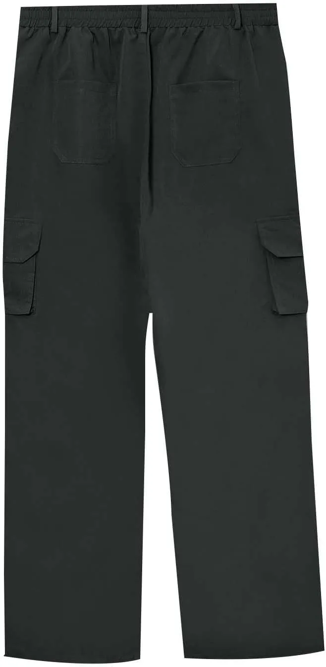 Cargo Pants for Men Casual Button Elastic Waist Chino Pants Relaxed Fit Carpenter Hiking Work Pants with Pockets