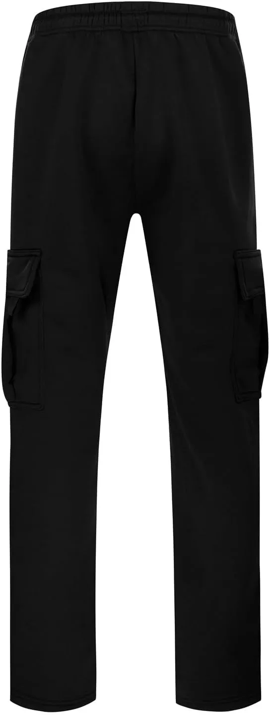 Cargo Sweatpants for Men Heavyweight Fleece Baggy Elastic Waist Drawstring Joggers Fall Trousers with Pockets