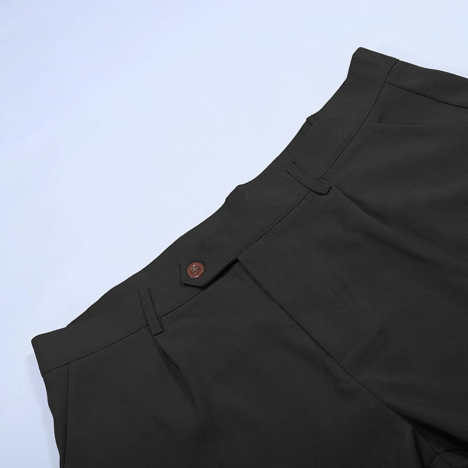 Casual Slim Fit Pants for Mens Fly Button Straight Leg Trousers with Pocket Lightweight Pleated Stretch Golf Work Chino Pants