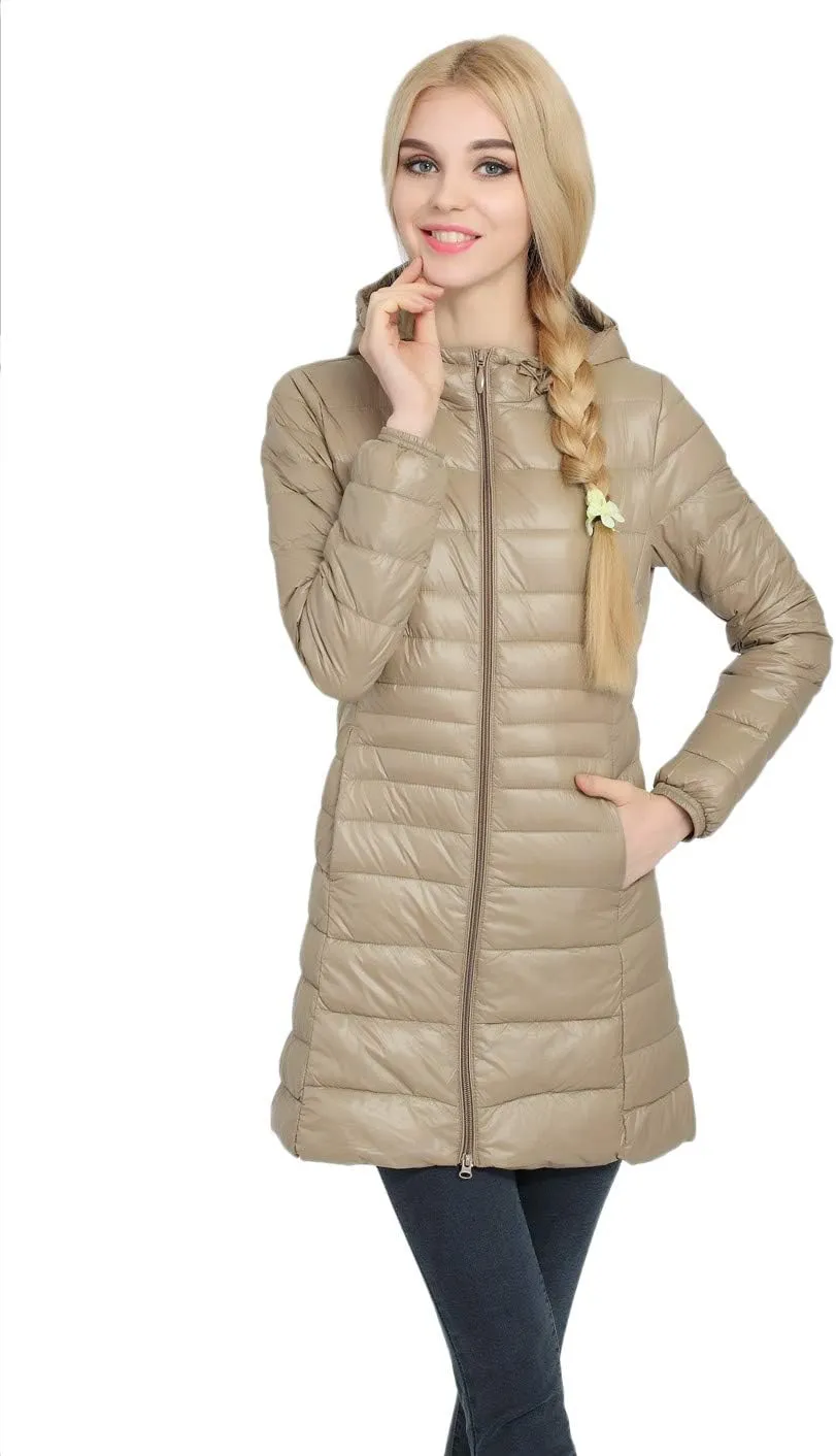 CATERTO Women Ultra Light Down Packable Hooded Coat