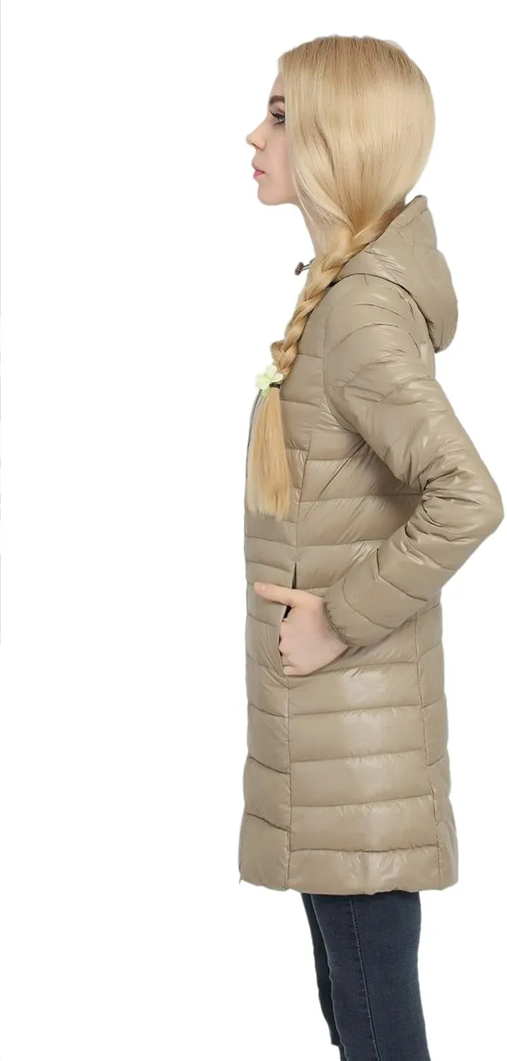 CATERTO Women Ultra Light Down Packable Hooded Coat