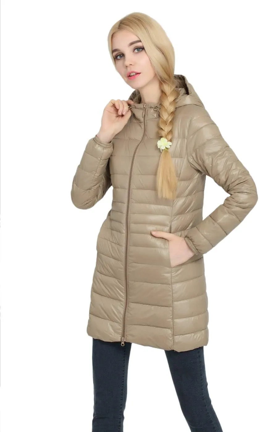 CATERTO Women Ultra Light Down Packable Hooded Coat