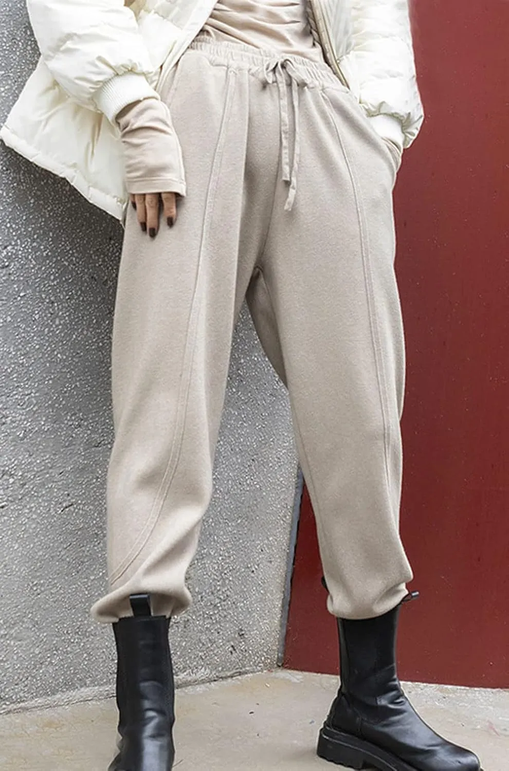 CHARTOU Women Casual Elastic Waist Lounge Pants Jogger Workout Sweatpants Harem Pants with Pockets