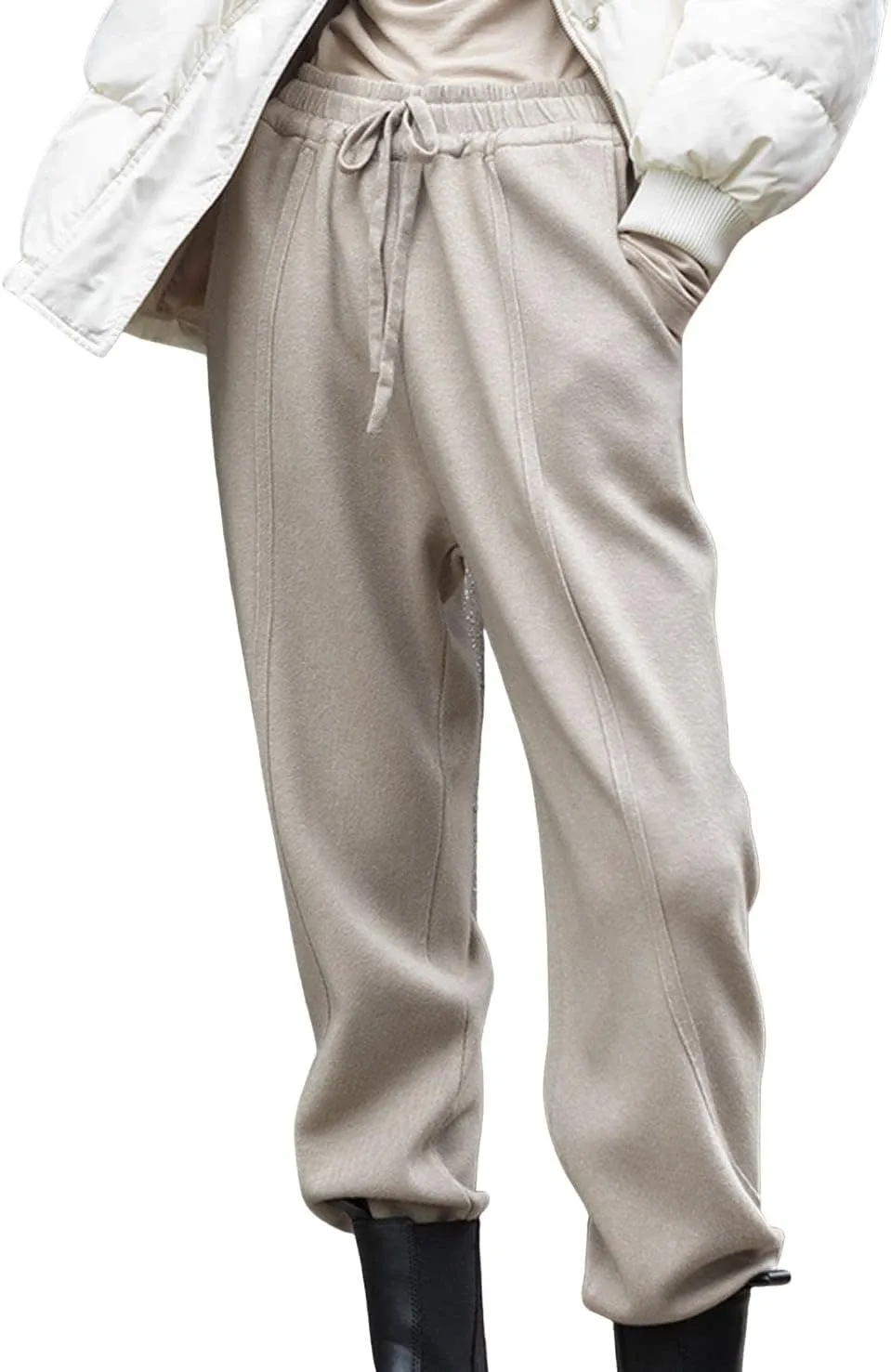 CHARTOU Women Casual Elastic Waist Lounge Pants Jogger Workout Sweatpants Harem Pants with Pockets