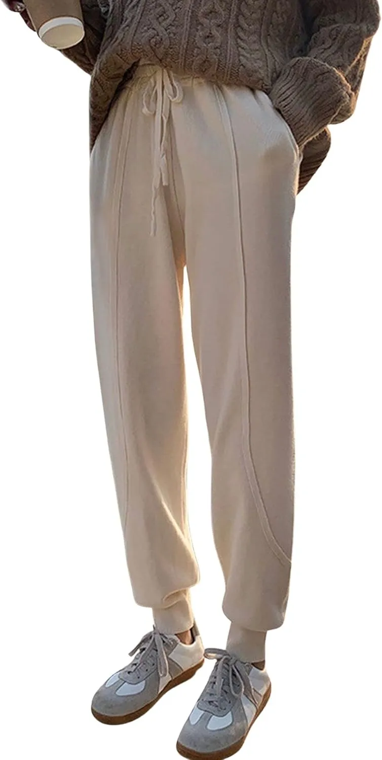 CHARTOU Women Casual Elastic Waist Lounge Pants Jogger Workout Sweatpants Harem Pants with Pockets