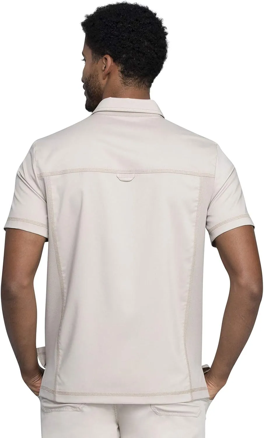 Cherokee Men's Polo Scrub Top, Modern Sporty V-Neck with Breathable Mesh Fabric WW615