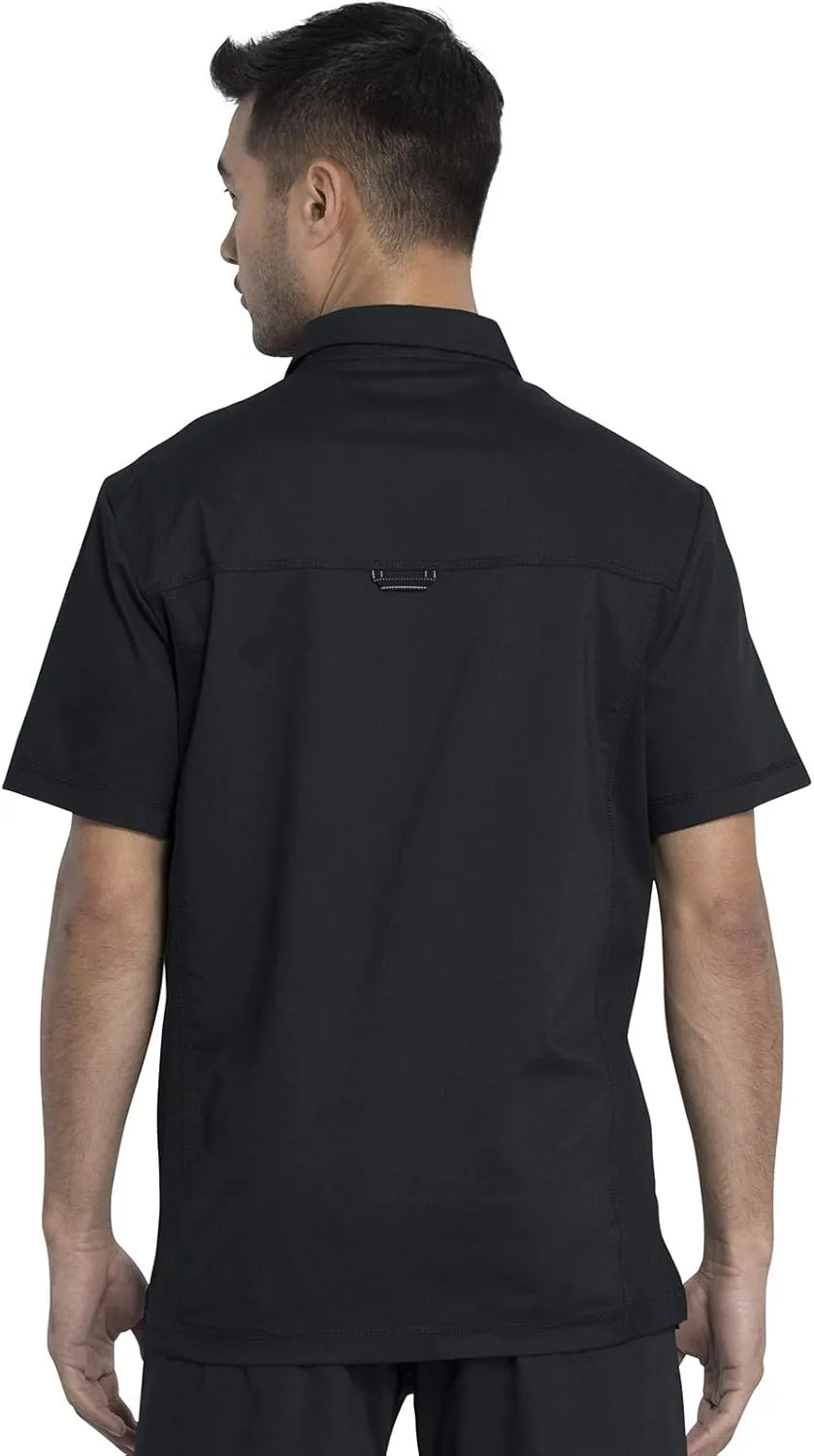 Cherokee Men's Polo Scrub Top, Modern Sporty V-Neck with Breathable Mesh Fabric WW615