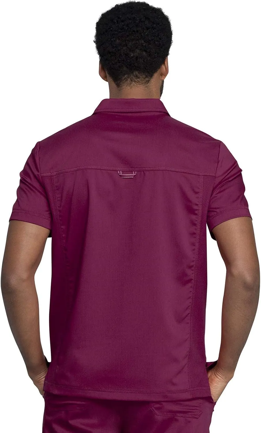 Cherokee Men's Polo Scrub Top, Modern Sporty V-Neck with Breathable Mesh Fabric WW615