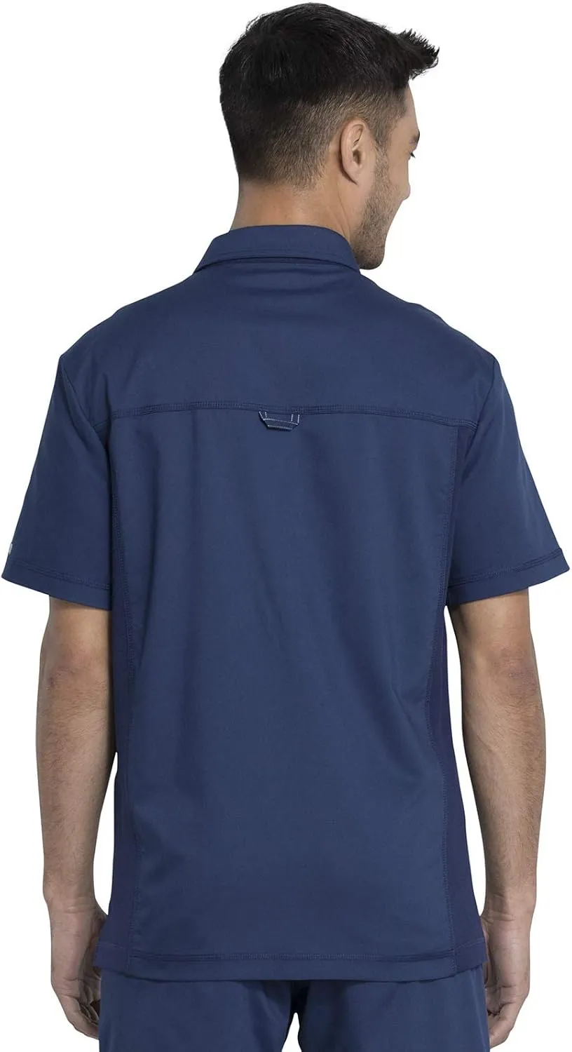 Cherokee Men's Polo Scrub Top, Modern Sporty V-Neck with Breathable Mesh Fabric WW615